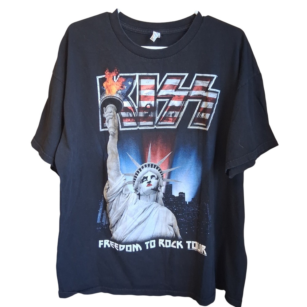 Kiss Freedom To Rock Tour 2016 Lady Liberty SS Black 2XL ALSTYLE Band Merch EUC